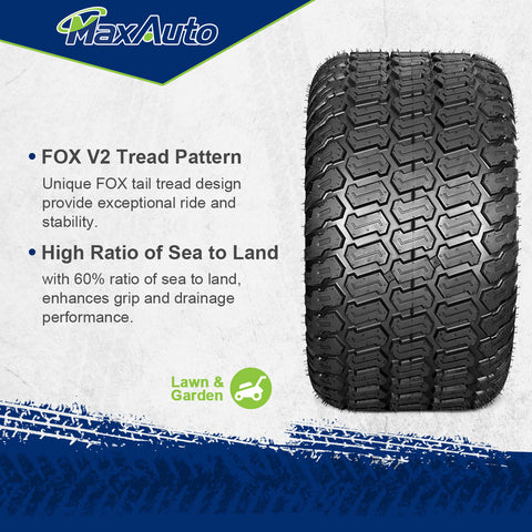 Image of MaxAuto 2 Pcs 20x10-8 Lawn Mower Cart Turf Tires P332 4PR Load Range B