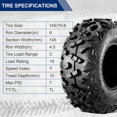 Image of MaxAuto 145/70-6 Mini Bike Quad Go Kart Tires,Set of 2