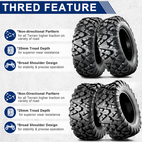 Image of MaxAuto 27x9-14 Front & 27x11-14 Rear UTV ATV Tires,Set of 4