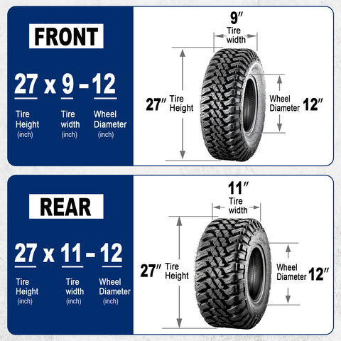 Image of MaxAuto 27x9R12 & 27x11R12 ATV/UTV Radial Tires – RockClaw-V1 Series | 8-Ply Heavy-Duty Off-Road Set