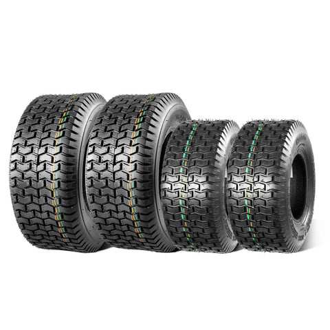 Image of MaxAuto Set of 4 Lawn Mower Turf Tires 11x4.00-5 Front & 16x6.50-8 Rear, Tubeless