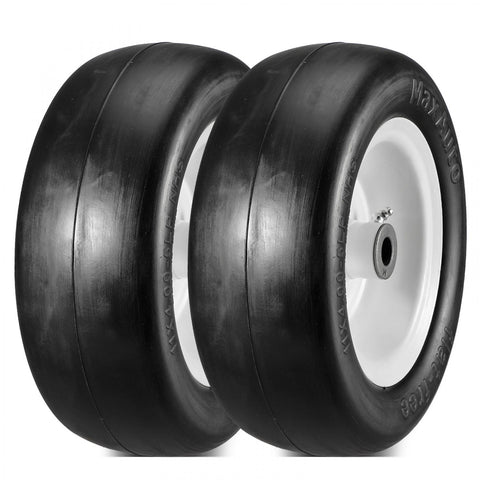 Image of MaxAuto 2Pcs 11x4.00-5 Lawn Mower Tire on Wheel, 3/4" or 5/8" 1/2" Bushings, 3" Centered Hub - Hub Length 3"-5", Smooth Tread Tire for Zero Turn Mowers,Universal Fit