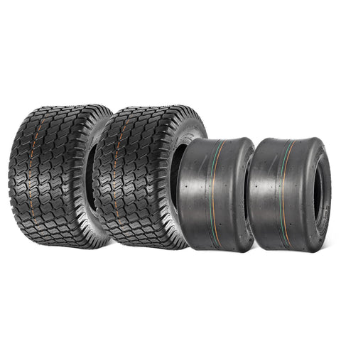 Image of MaxAuto Set of 4 Lawn Mower Turf Tires 11x6.00-5 Front & 18x9.50-8 Rear for Lawn & Garden Mower Tractor, 4Ply Tubeless