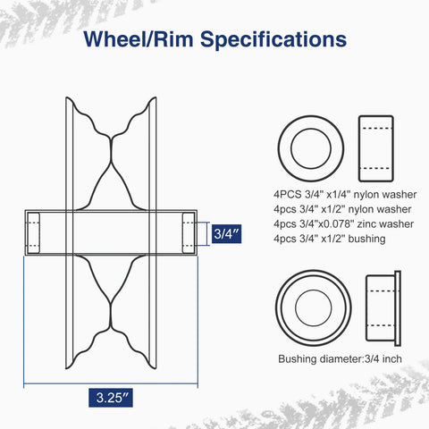 Image of MaxAuto Set of 2 13x5.00-6 Flat Free Smooth Tire w/Steel Wheel for Residential Riding Lawn Mower Garden Tractor(3.25"Centered Hub - Hub Length 3.25"-5.9" with 3/4" Sintered iron Bushing)