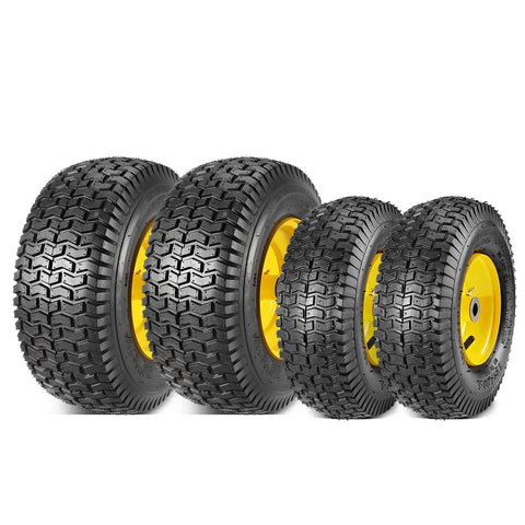 Image of MaxAuto Set of 4 13x5.00-6 Front & 16X6.50-8 Rear Tire & Wheels 4 Ply for Lawn Riding Mowers