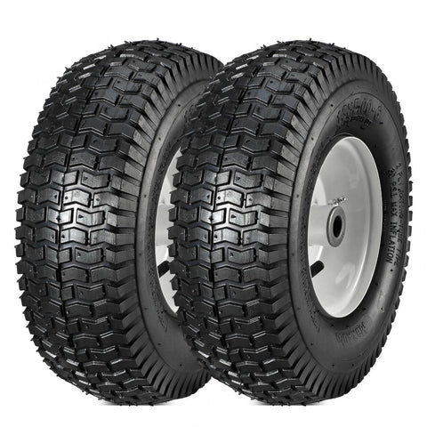 Image of MaxAuto 2Pcs 13x5.00-6 Pneumatic (Air Filled) Lawnmower Tire on Wheel, Single, 3" Centered Hub, 3/4" Bushing