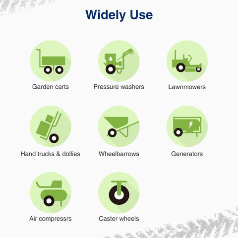 Image of MaxAuto Set of 2 13x6.50-6 Flat Free Lawn Mower Smooth Tires on Wheel for Lawn Mower Garden Tractor(4.0"Centered Hub - Hub Length 4"-7.1" with 5/8" Sintered iron Bushing)