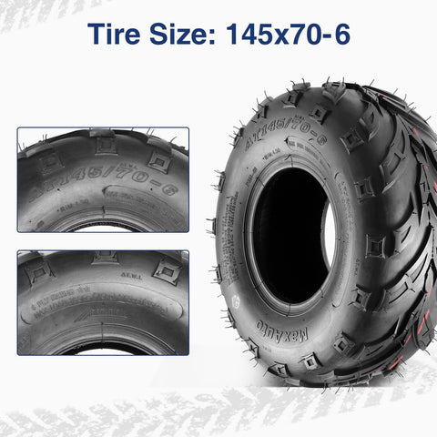Image of MaxAuto Full Set ATV Tires 145/70-6 Tires 145 70-6 Front 18x9.5-8 Rear 18x9.5x8 Mini Bike Go-Kart Knobby Tires Sport ATV UTV Tires, 4PR, Tubeless, Set of 4
