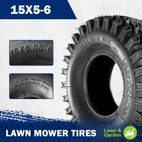 Image of MaxAuto Set of 4 15X5-6 Front Tires & 20X9.50-8 Rear Lawn Mower Turf ATV Tires