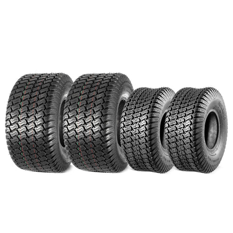 Image of MaxAuto Set of 4 Lawn Mower Turf Tires 15X6-6 Front & 18X8.50-8 Rear, 4PR Tubeless