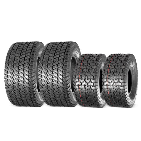 Image of MaxAuto Set of 4 15X6.00-6 Front Tires & 20X8-10 Rear Lawn Mower Turf Tires