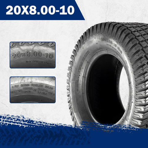 Image of MaxAuto Set of 4 15X6.00-6 Front Tires & 20X8-10 Rear Lawn Mower Turf Tires