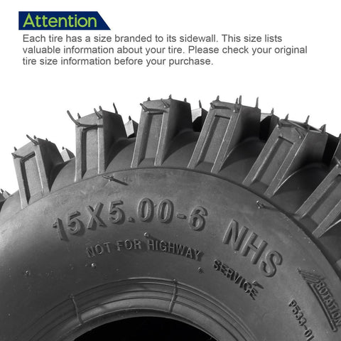 Image of MaxAuto ATV Tires 15x5.00-6 15x5x6 Snow Hog Lawn and Garden Tires Snow Blower Thrower Tire 2PR, Set of 2