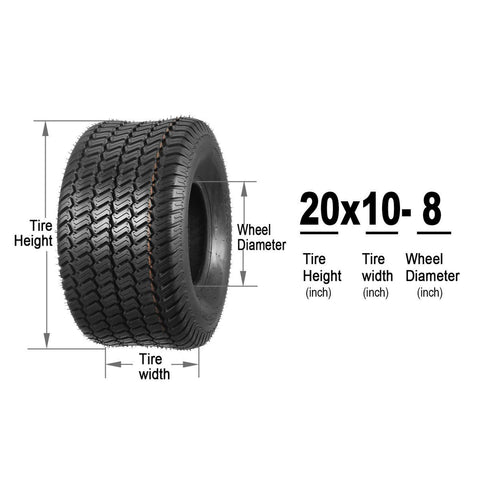 Image of MaxAuto Lawn Mower Tires 15x6-6 20x10-8 4PLY P332+P512(2 Front Tires+2 Rear Tires)