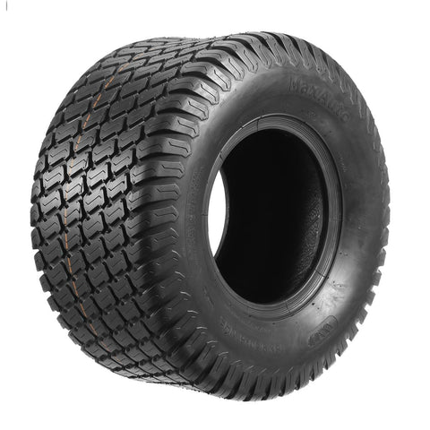 Image of Set of 4 Lawn Mower Turf Tires 15x6-6 Front & 18x9.5-8 Rear Tractor Riding, 4PR, Tubeless