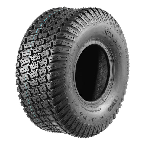 Image of Set of 4 Lawn Mower Turf Tires 15x6-6 Front & 18x9.5-8 Rear Tractor Riding, 4PR, Tubeless