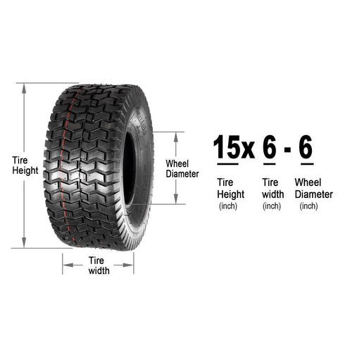 Image of MaxAuto Lawn Mower Turf Tires 15x6-6 Front & 20x8-8 Rear 4PR(2 Front Tires+2 Rear Tires)