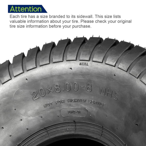 Image of MaxAuto Lawn Mower Turf Tires 15x6-6 Front & 20x8-8 Rear 4PR(2 Front Tires+2 Rear Tires)