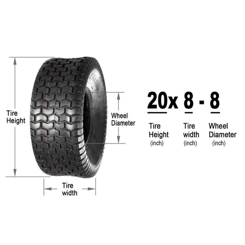 Image of MaxAuto Lawn Mower Turf Tires 15x6-6 Front & 20x8-8 Rear 4PR(2 Front Tires+2 Rear Tires)