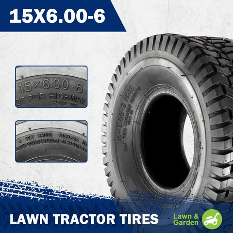 Image of MaxAuto 15x6.00-6nhs Lawn Mower Tires, 4PR, P512, Set of 2
