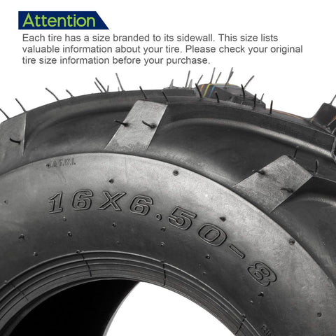 Image of MaxAuto Lawn Mower Tires 16X6.50-8 Front & 23X10.50-12 Rear(2 Front tires+2 Rear Tires)