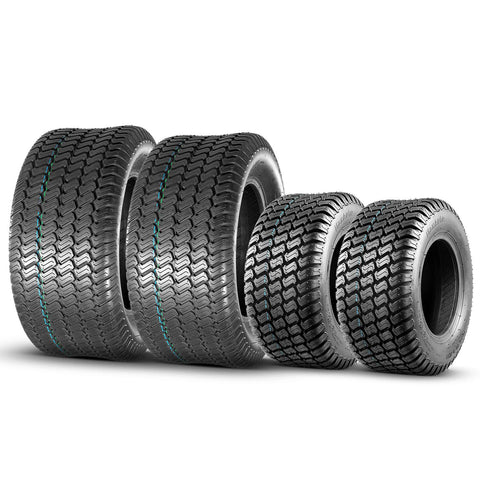 Image of MaxAuto Set of 4 Lawn Mower Turf Tires 16X6.50-8 Front & 23X9.50-12 Rear, 4PR Tubeless