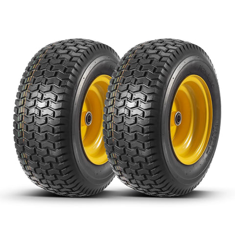 Image of 2 Pcs 16x6.50-8 Front Tires and Wheels Assembly for Lawn Mower Tractors, 3" Offset Long Hub with 3/4"bearings