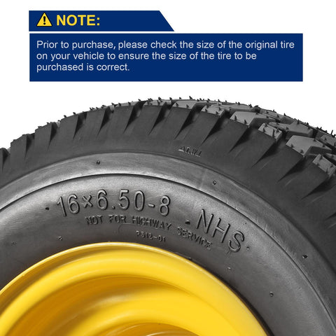 Image of 2 Pcs 16x6.50-8 Front Tires and Wheels Assembly for Lawn Mower Tractors, 3" Offset Long Hub with 3/4"bearings