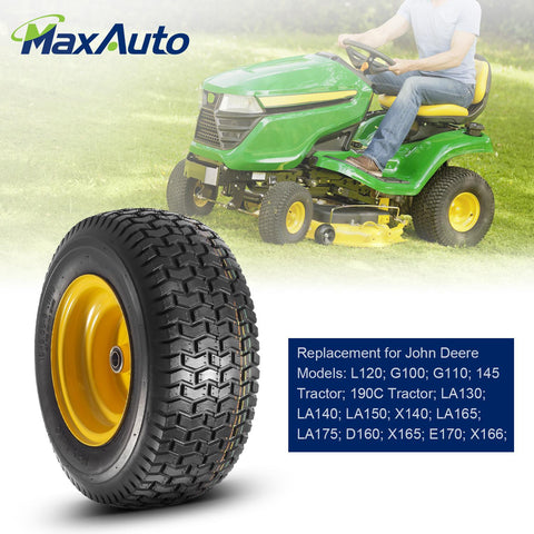 Image of 2 Pcs 16x6.50-8 Front Tires and Wheels Assembly for Lawn Mower Tractors, 3" Offset Long Hub with 3/4"bearings