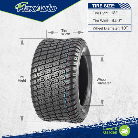 Image of MaxAuto 2Pcs 18X8.50-10 Turf Lawn Mower Tractor Riding Tire P332 4PR Load Range B