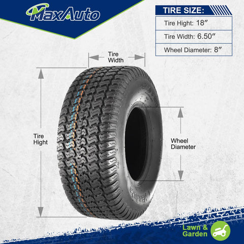 Image of MaxAuto 18X6.50-8 18x6.5x8 Turf Saver Lawn Mower Tire 4PR, Set of 2