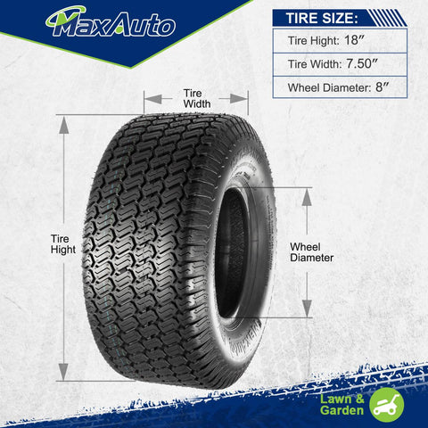 Image of MaxAuto 18X7.50-8 18x7.5x8 Turf Saver Lawn Mower Tire 4PR, Set of 2