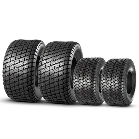 Image of MaxAuto Set of 4 Lawn Mower Turf Tires 18x8.50-8 Front & 26x12-12 Rear, 4PR Tubeless