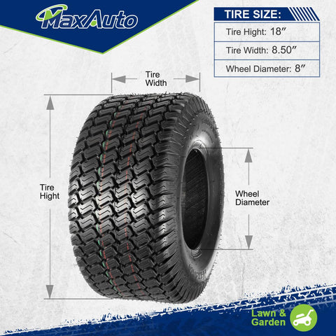 Image of MaxAuto 18x8.50-8 18x8.5x8 Lawn Mower Golf Cart Turf Tires 4PR P332, Set of 2