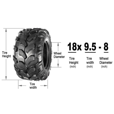 Image of MaxAuto Sport ATV Tires 18x9.5-8 Lawn Mower Tires ATV UTV Off-Road Tires Knobby Sport Golf Cart Tractor Turf Tire 18x9.50x8 All-Terrain 4PR P311 Set of 4
