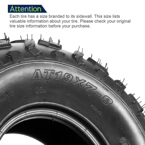 Image of Set of 2 MaxAuto ATV Tires 19x7-8 19x7x8 19x7 8 ATV UTV Off-Road Tires All-Terrain Mini Bike Tires 4PR Tubeless Sport Tires