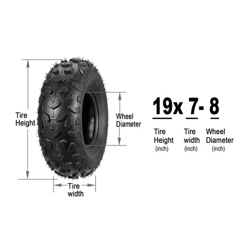 Image of Set of 2 MaxAuto ATV Tires 19x7-8 19x7x8 19x7 8 ATV UTV Off-Road Tires All-Terrain Mini Bike Tires 4PR Tubeless Sport Tires