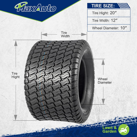 Image of MaxAuto Lawn & Garden Turf Tire 20X12-10 P332 4PR Load Range B,2Pcs