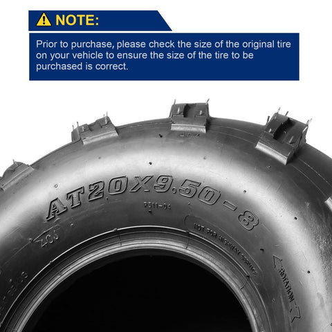 Image of Set of 2 MaxAuto ATV Tires 20X9.50-8 20X9.5X8 Riding Mower Turf Tires for trx 90 kfx 90, 4 Ply Rating, Tubeless