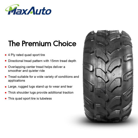 Image of Set of 2 MaxAuto ATV Tires 20X9.50-8 20X9.5X8 Riding Mower Turf Tires for trx 90 kfx 90, 4 Ply Rating, Tubeless