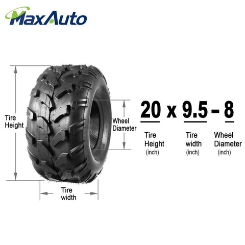 Image of Set of 2 MaxAuto ATV Tires 20X9.50-8 20X9.5X8 Riding Mower Turf Tires for trx 90 kfx 90, 4 Ply Rating, Tubeless
