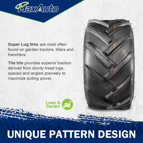 Image of MaxAuto 2 Pcs 20x10.00-8 Super Lug Lawn & Garden Tire, 4PR