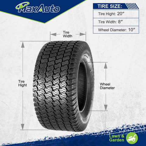 Image of MaxAuto 2 Pcs Turf Saver Lawn & Garden Tire - 20x8.00x10 LRB 4ply