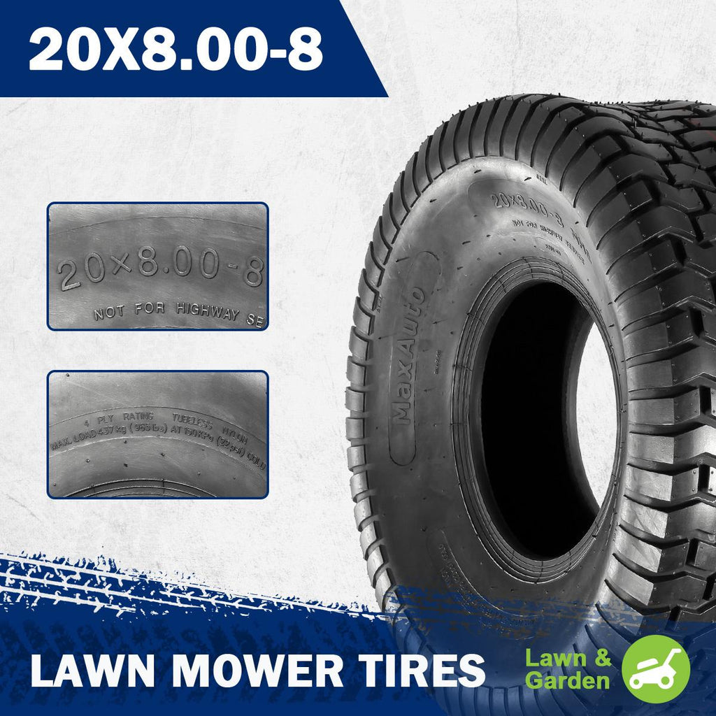 MaxAuto Lawn & Garden Turf Saver Tire 20x8-8 20x8.00-8 20x8x8,4PR, Set of 2