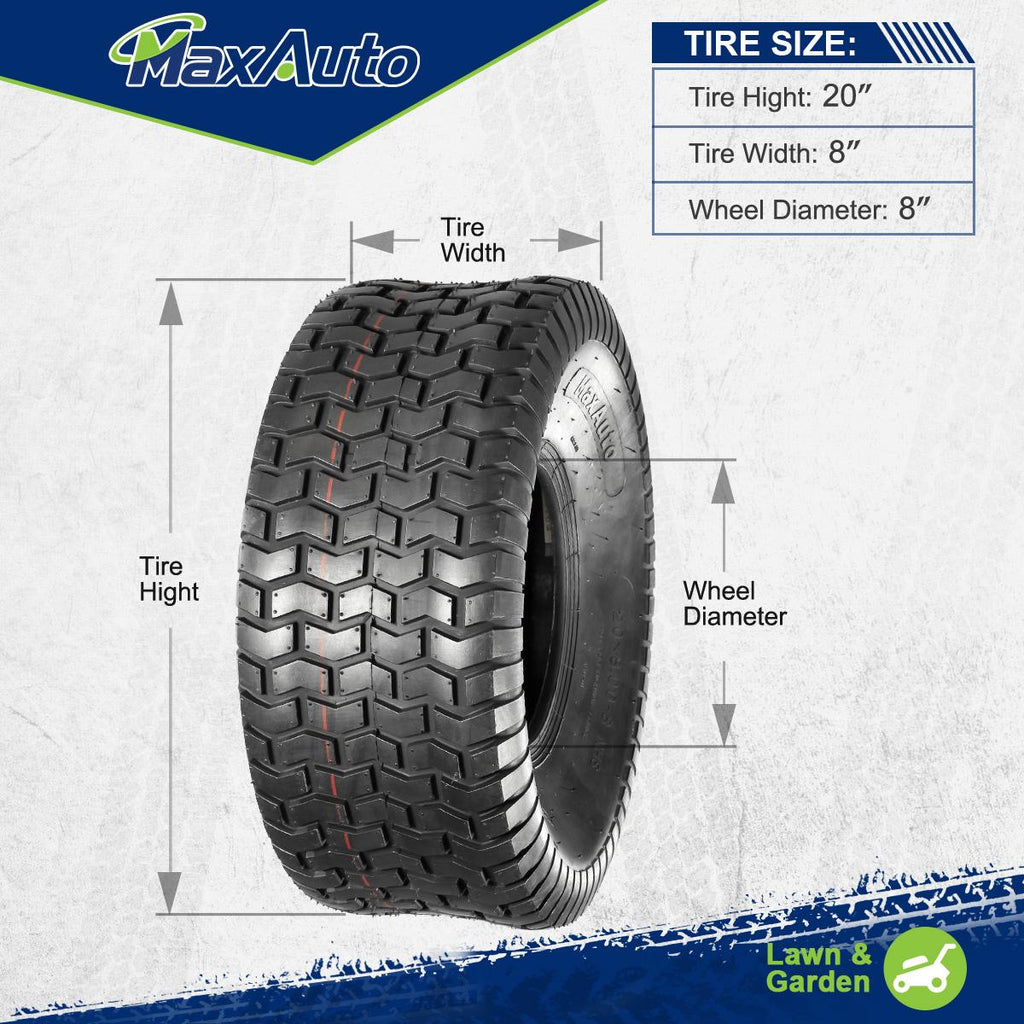 MaxAuto Lawn & Garden Turf Saver Tire 20x8-8 20x8.00-8 20x8x8,4PR, Set of 2