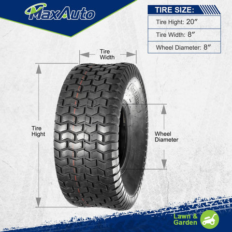 Image of MaxAuto Lawn & Garden Turf Saver Tire 20x8-8 20x8.00-8 20x8x8,4PR, Set of 2