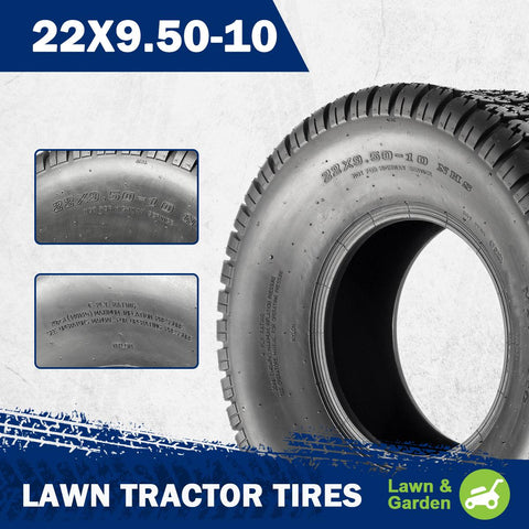 Image of MaxAuto 2Pcs 22X9.50-10 Lawn Mower Cart Garden Turf Tires 4PR Load Range B