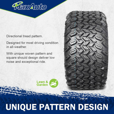 Image of MaxAuto 2 Pcs All Trail Tire 22x11.00-10 Lawn Mower Golf Cart Tire for Hilly Terrian 6Ply