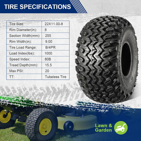 Image of MaxAuto Full set of Golf Cart Tires 22x11.00-8 ATV Turf Tires,4ply,Set of 4