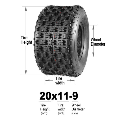 Image of MaxAuto Sport ATV Tires 22x7-10 Front & 20X11-9 Rear Mud Sand Snow ATV UTV Tires for 2006-2017 DS250, Set of 4